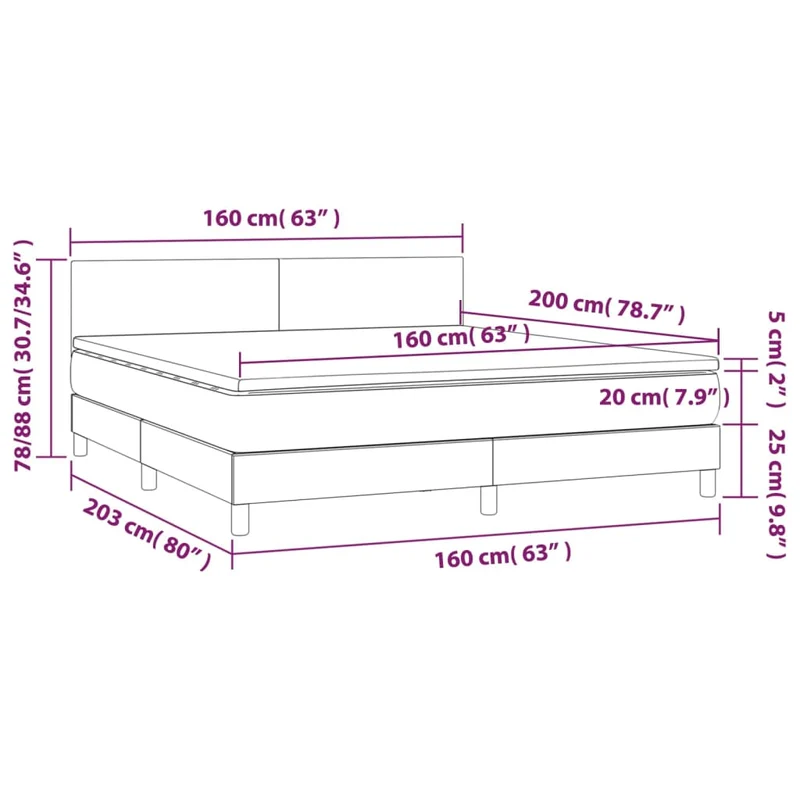 Cadre de lit LED avec sommier tête de lit matelas 160x200 cm tissu noir TDL0209180