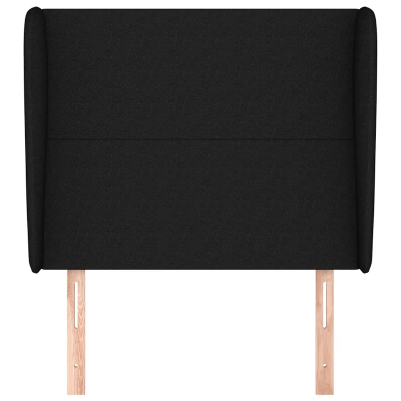 Tête de lit accessoire couchage chambre à coucher meuble avec rebord latéral 83 x 23 x 118/128 cm tissu noir TDL0204435
