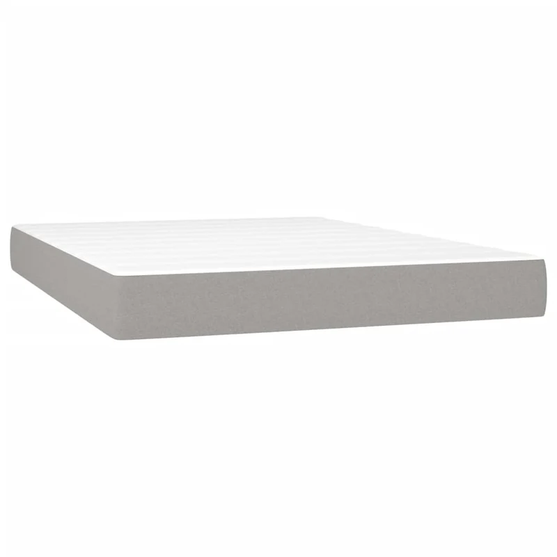 Cadre de lit LED avec sommier tête de lit matelas 140x200 cm tissu gris clair TDL0208514