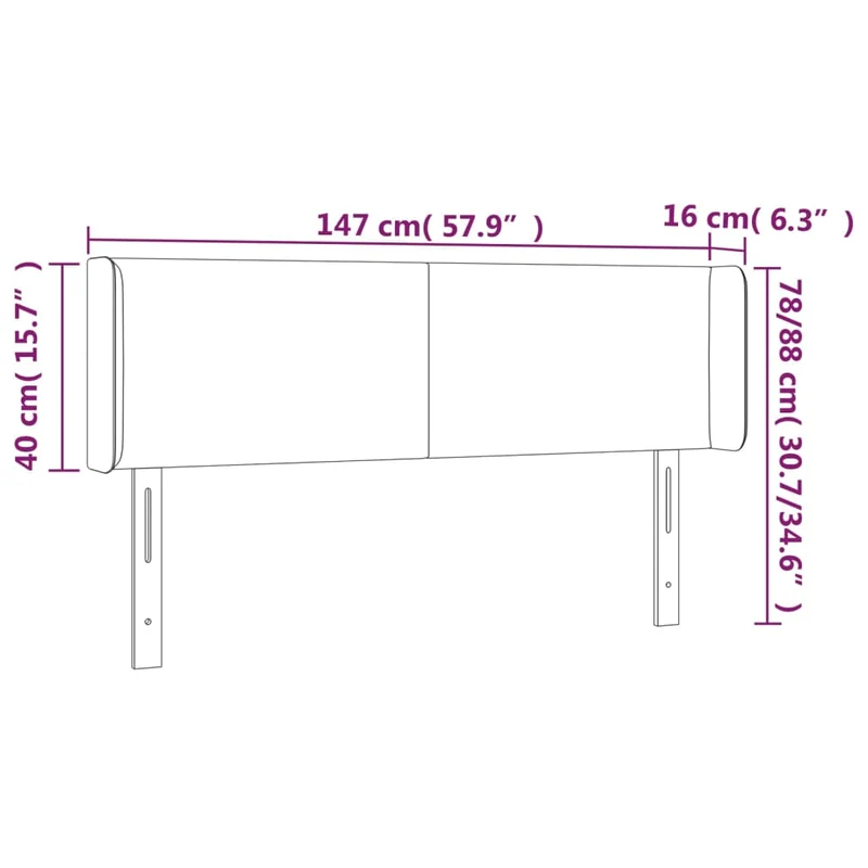 Tête de lit accessoire couchage chambre à coucher meuble à LED 147 x 16 x 78/88 cm tissu gris clair TDL0201380