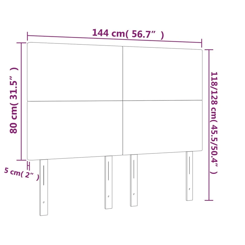 Tête de lit accessoire couchage chambre à coucher meuble à LED 144 x 5 x 118/128 cm tissu gris clair TDL0201411