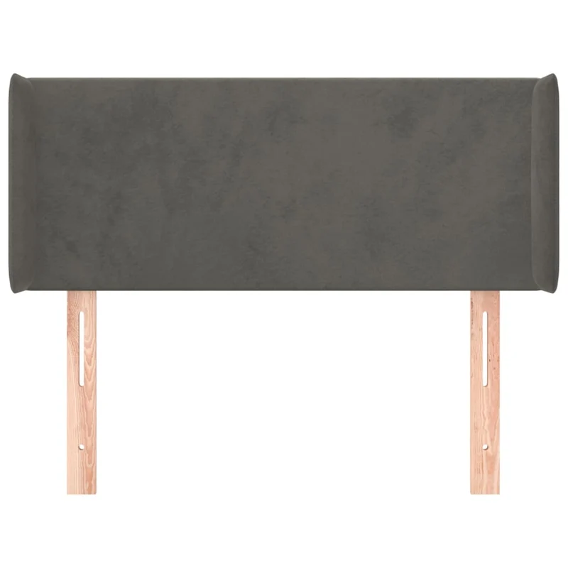 Tête de lit accessoire couchage chambre à coucher meuble avec rebord latéral 93 x 16 x 78/88 cm tissu velours gris foncé TDL0204859