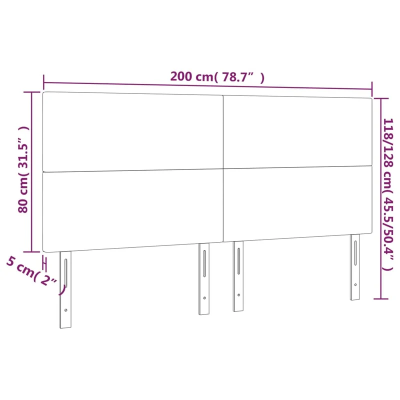 Tête de lit accessoire couchage chambre à coucher meuble 4 parties 100 x 5 x 78/88 cm tissu gris clair TDL0206046