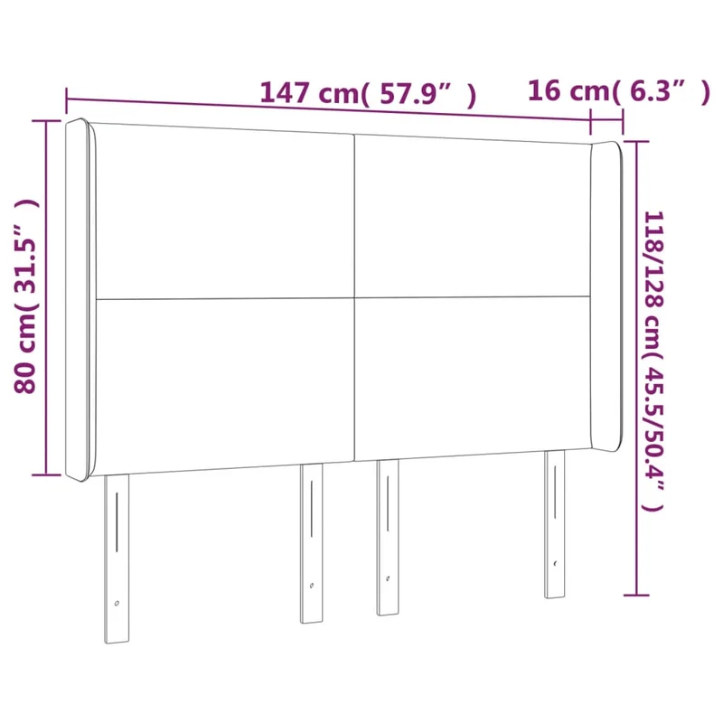 Tête de lit accessoire couchage chambre à coucher meuble à LED 147 x 16 x 118/128 cm tissu gris foncé TDL0201140