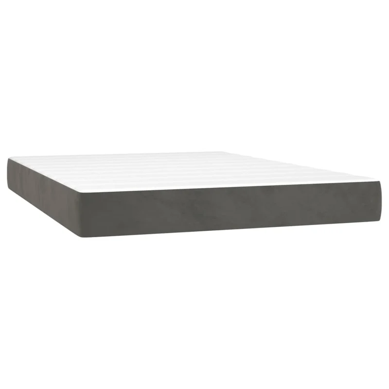 Cadre de lit LED avec sommier tête de lit matelas surmatelas 140x200 cm tissu velours gris foncé TDL0207712