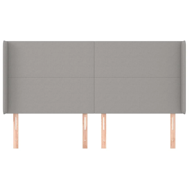 Tête de lit accessoire couchage chambre à coucher meuble avec rebord latéral 203 x 16 x 118/128 cm tissu gris clair TDL0205190