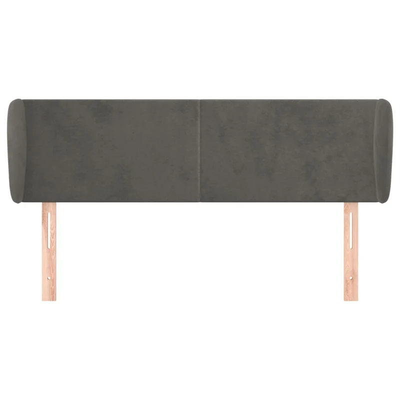 Tête de lit accessoire couchage chambre à coucher meuble avec rebord latéral 147 x 23 x 78/88 cm tissu velours gris foncé TDL0204993