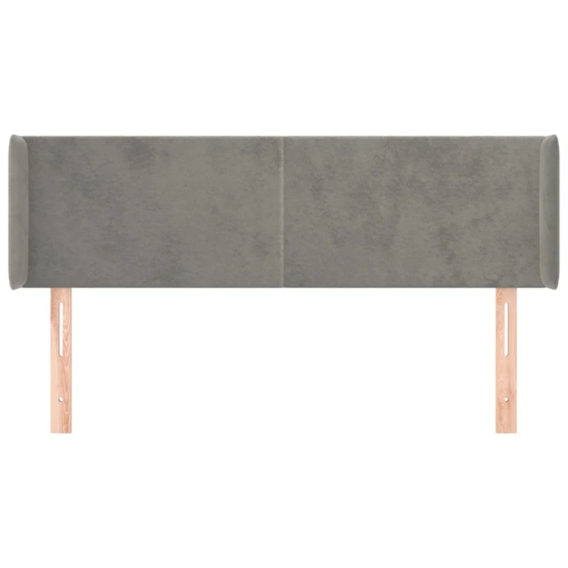 Tête de lit accessoire couchage chambre à coucher meuble avec rebord latéral 147 x 16 x 78/88 cm tissu velours gris clair TDL0205257