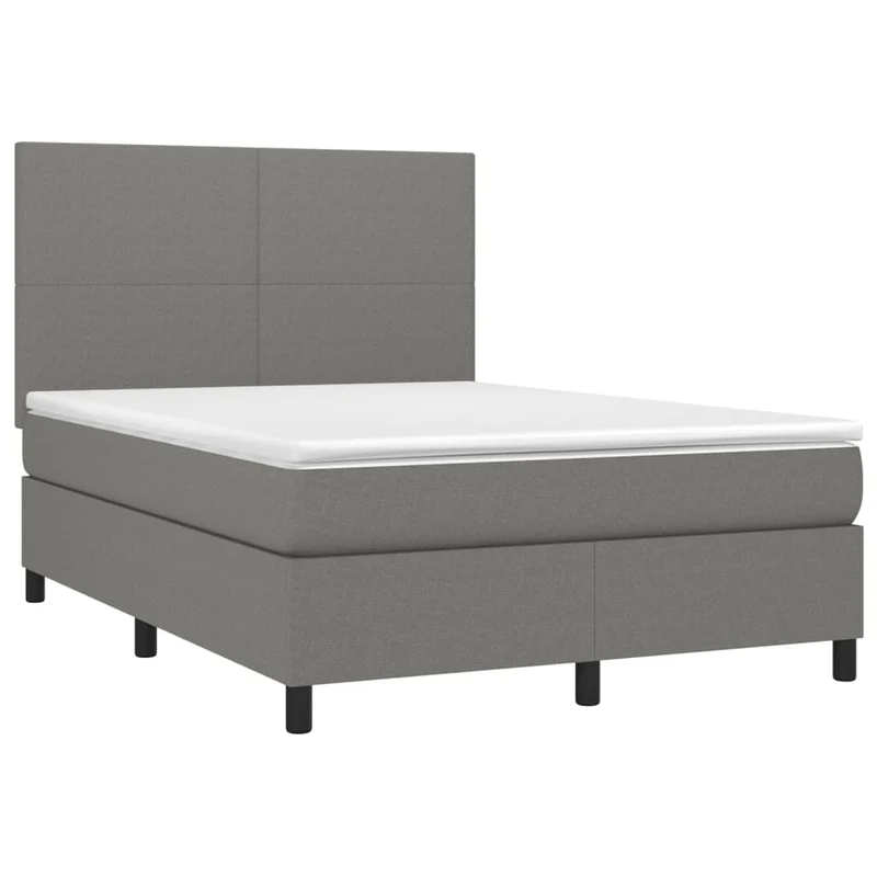 Cadre de lit LED avec sommier tête de lit matelas 140x190 cm tissu gris foncé TDL0208375