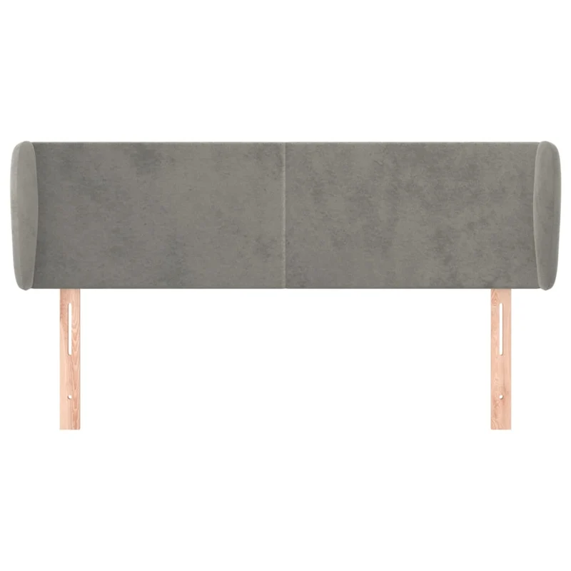 Tête de lit accessoire couchage chambre à coucher meuble avec rebord latéral 147 x 23 x 78/88 cm tissu velours gris clair TDL0205234