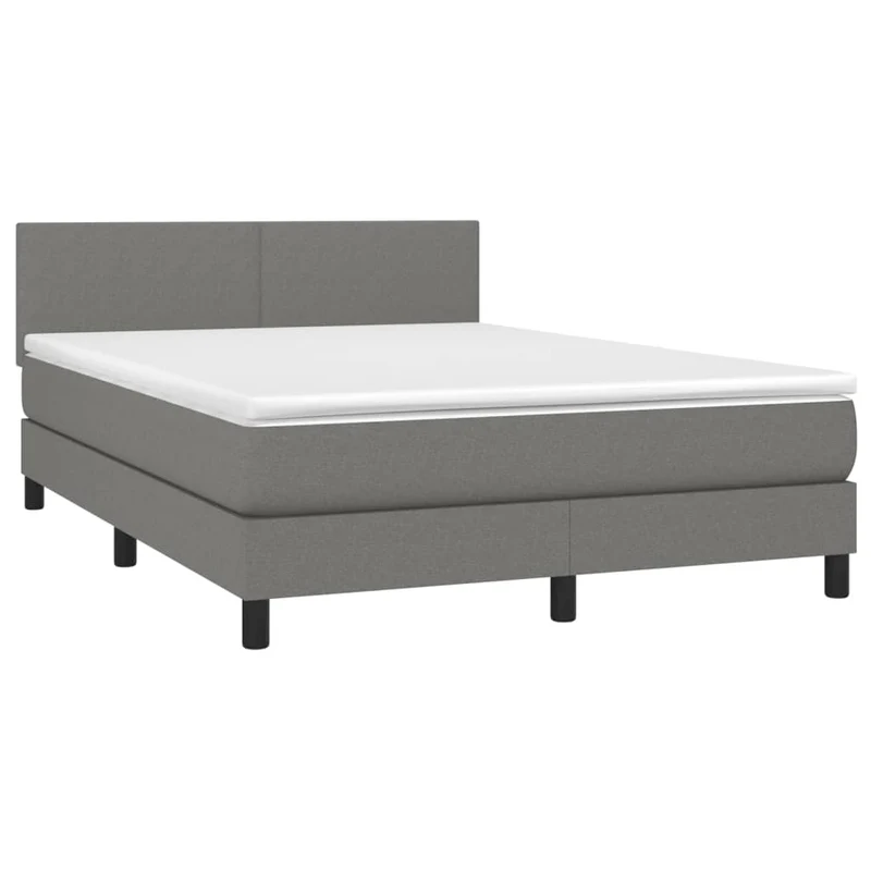 Cadre de lit LED avec sommier tête de lit matelas 140x200 cm tissu gris foncé TDL0208344