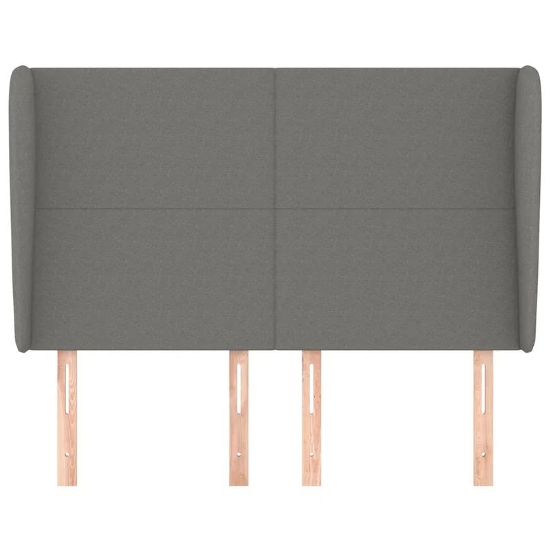 Tête de lit accessoire couchage chambre à coucher meuble avec rebord latéral 147 x 23 x 118/128 cm tissu gris foncé TDL0205003