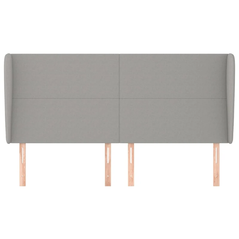 Tête de lit accessoire couchage chambre à coucher meuble avec rebord latéral 203 x 23 x 118/128 cm tissu gris clair TDL0205170