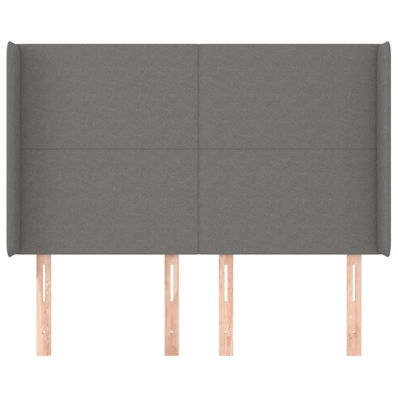 Tête de lit accessoire couchage chambre à coucher meuble avec rebord latéral 147 x 16 x 118/128 cm tissu gris foncé TDL0205024