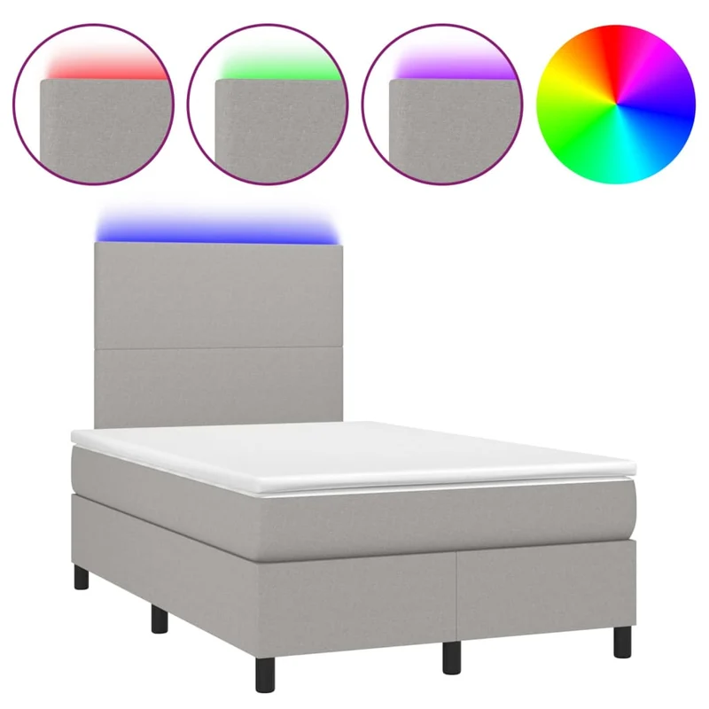 Cadre de lit LED avec sommier tête de lit matelas surmatelas 120x200 cm tissu gris clair TDL0207899