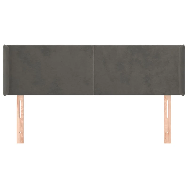 Tête de lit accessoire couchage chambre à coucher meuble avec rebord latéral 147 x 16 x 78/88 cm tissu velours gris foncé TDL0205011