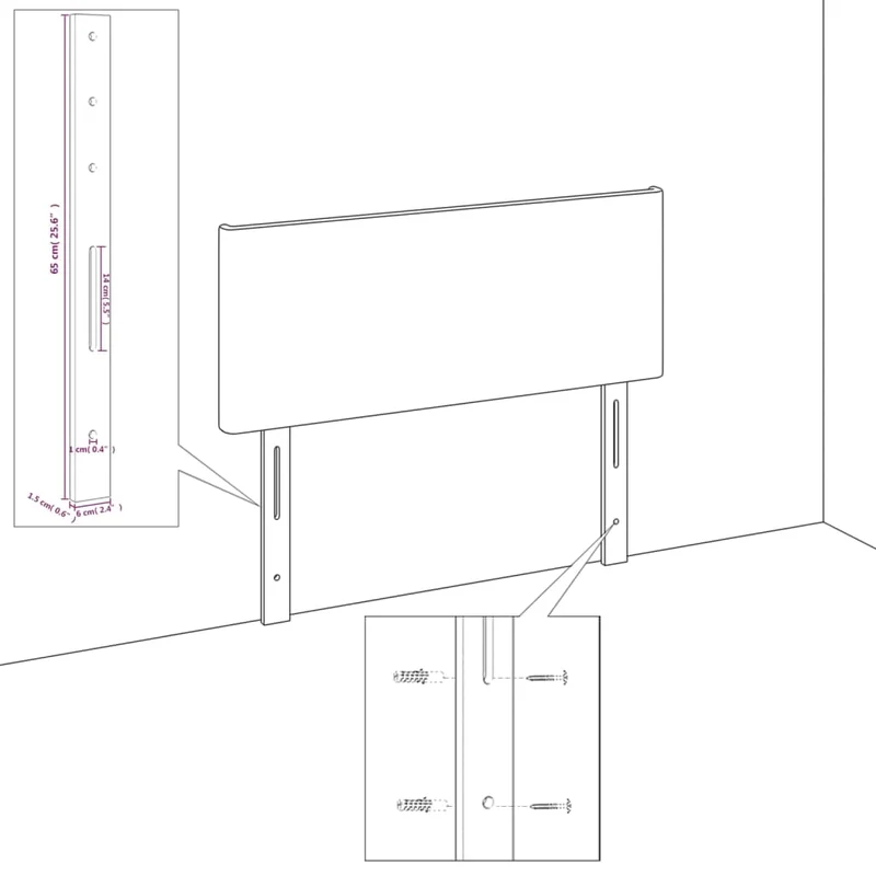 Tête de lit accessoire couchage chambre à coucher meuble 2 parties 80 x 5 x 78/88 cm tissu velours gris foncé TDL0206354