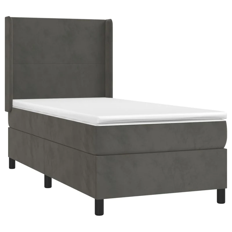 Cadre de lit LED avec sommier tête de lit matelas 80x200cm tissu velours gris foncé TDL0208268