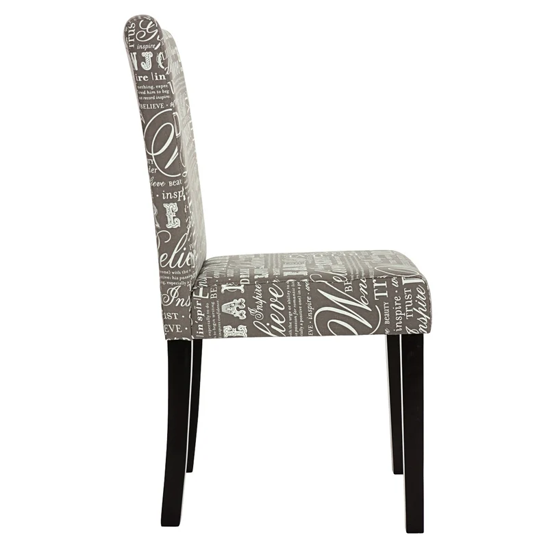 Lot de 6 chaises de salle à manger en tissu imprimé gris pieds foncés CDS04220