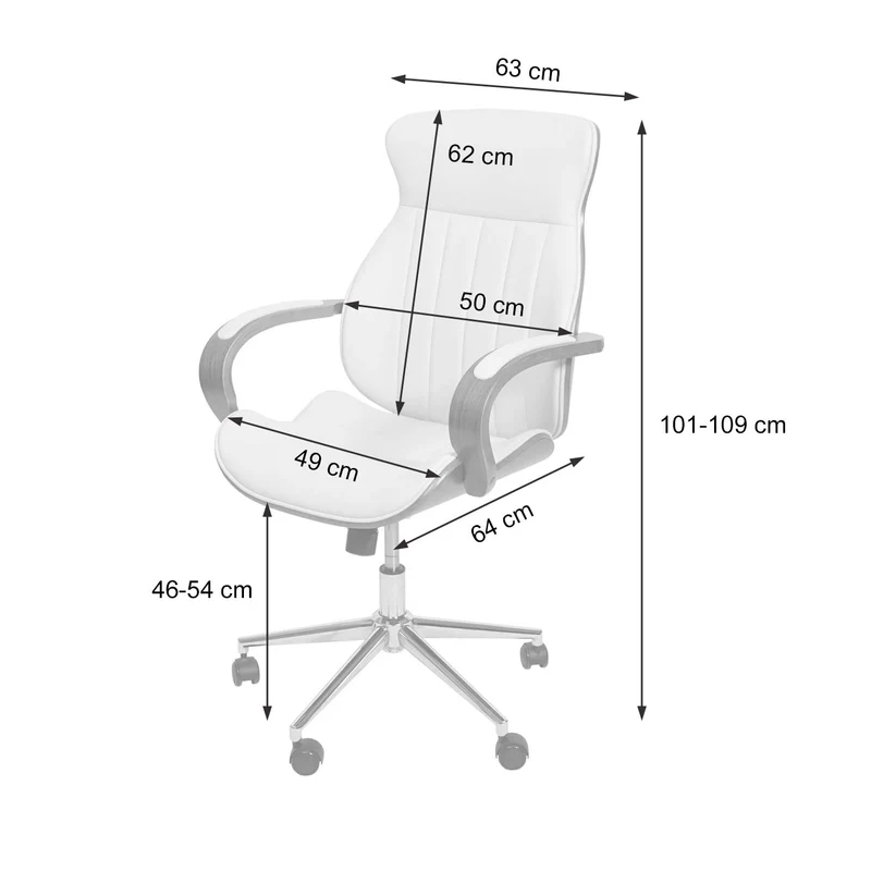 Fauteuil de bureau pivotante en synthétique noir dossier bois aspect noyer rotatif à 360° 04_0001861