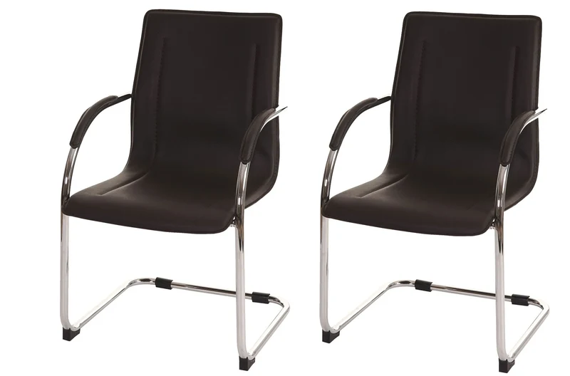 Lot de 2 chaises bureau visiteur en synthétique marron avec accoudoir BUR04062
