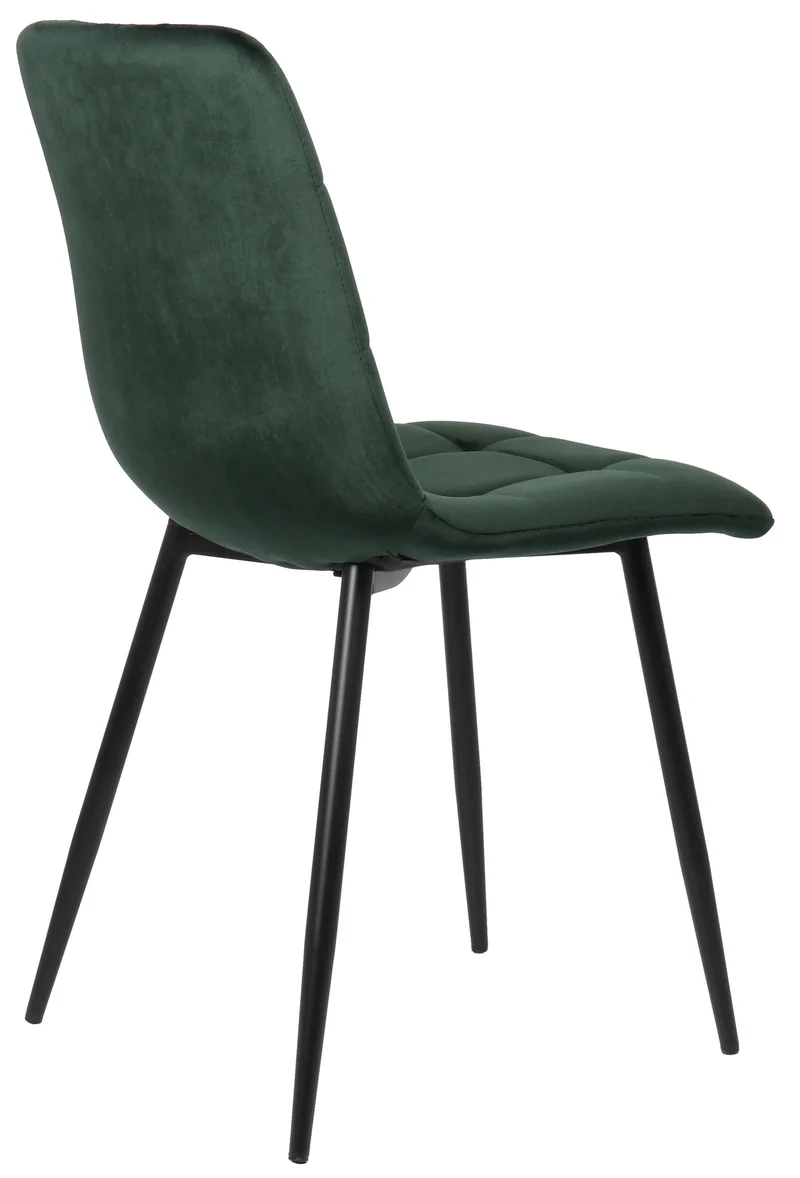 Lot de 2 chaises de salle à manger en velours vert pieds métal noir mat style moderne CDS10100