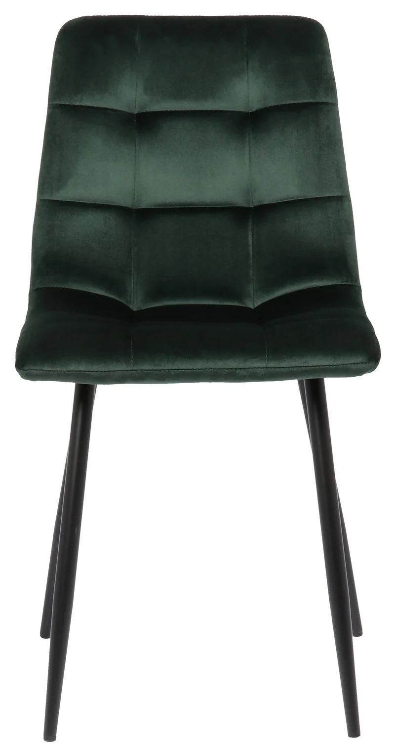 Lot de 2 chaises de salle à manger en velours vert pieds métal noir mat style moderne CDS10100