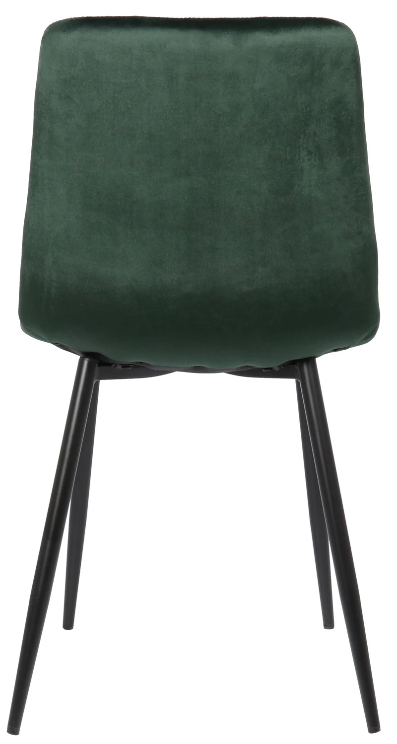 Lot de 2 chaises de salle à manger en velours vert pieds métal noir mat style moderne CDS10100