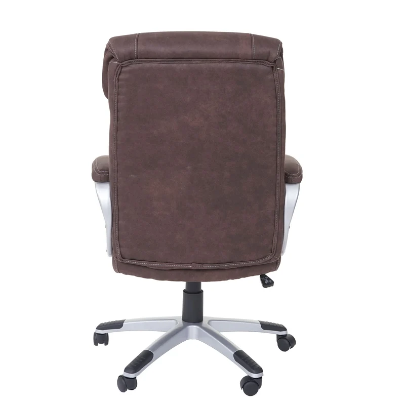 Fauteuil chaise de bureau sur roulettes pivotante tissu aspect daim marron vintage 04_0001806