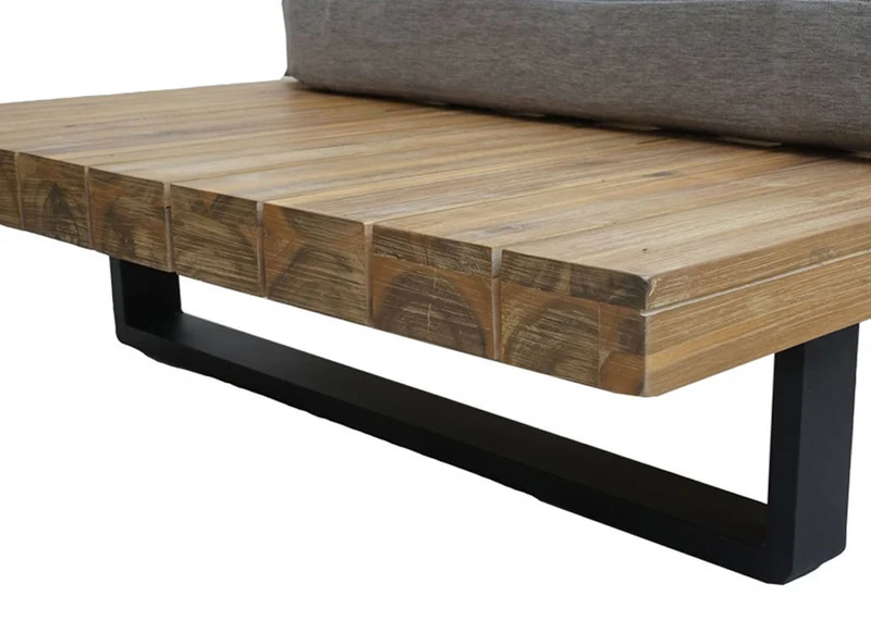 Salon de jardin terrasse balcon luxe ensemble canapé table en bois FSC certifié coussin gris clair 04_0003261