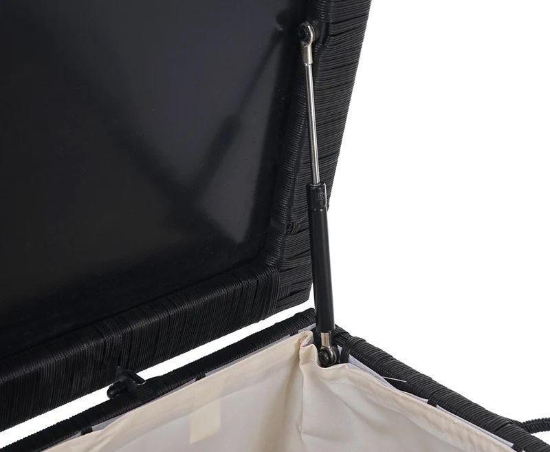 Coffre de rangement pour jardin en polyrotin noir avec roulettes rangement coussins 51x100x50cm 170L 04_0001367