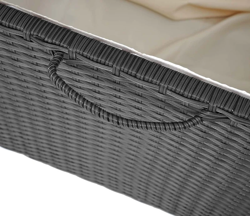 Coffre de rangement pour jardin en polyrotin noir avec roulettes rangement coussins 51x100x50cm 170L 04_0001367