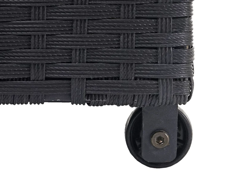 Coffre de rangement pour jardin en polyrotin noir avec roulettes rangement coussins 51x100x50cm 170L 04_0001367