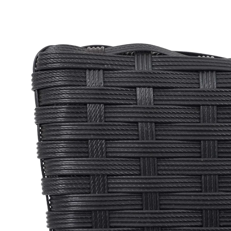 2x chaises fauteuils pour balcon jardin empilable en poly-rotin noir coussin gris foncé 04_0000264