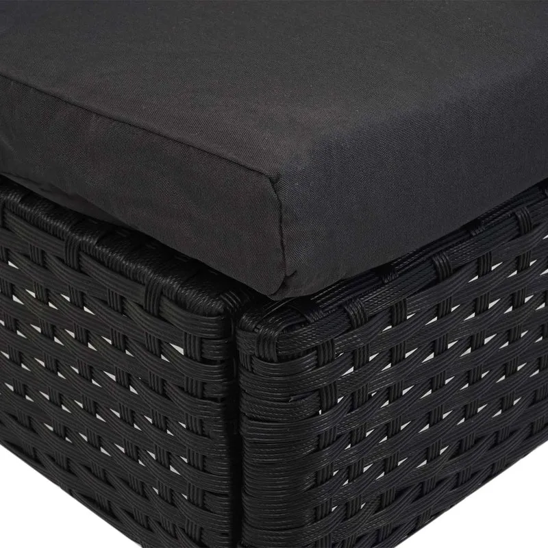 2x chaises fauteuils pour balcon jardin empilable en poly-rotin noir coussin gris foncé 04_0000264