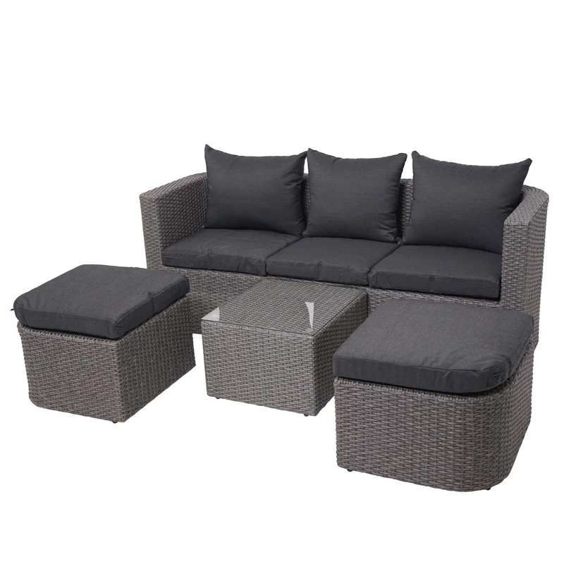 Salon de jardin avec fauteuils poufs table et coussins anthracite et polyrotin gris 04_0000526