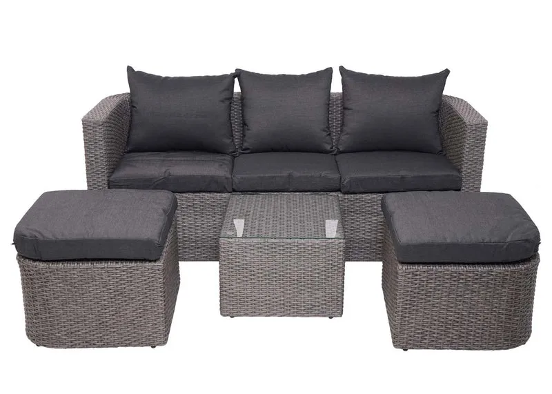 Salon de jardin avec fauteuils poufs table et coussins anthracite et polyrotin gris 04_0000526