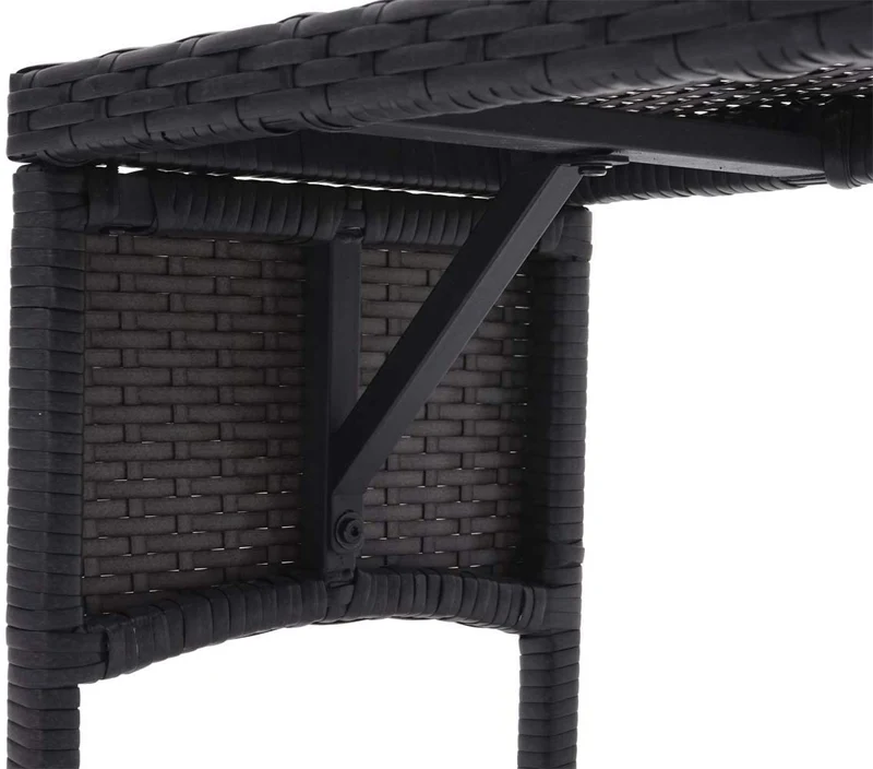 Banc de jardin banquette en polyrotin noir et coussin gris clair 112 cm MDJ04167