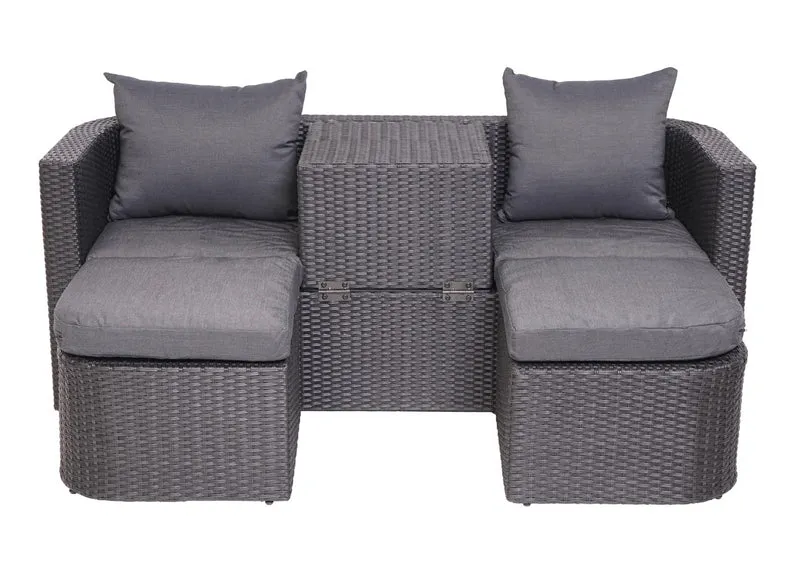Salon de jardin avec fauteuils poufs table et coussins gis foncé et polyrotin anthracite 04_0000524
