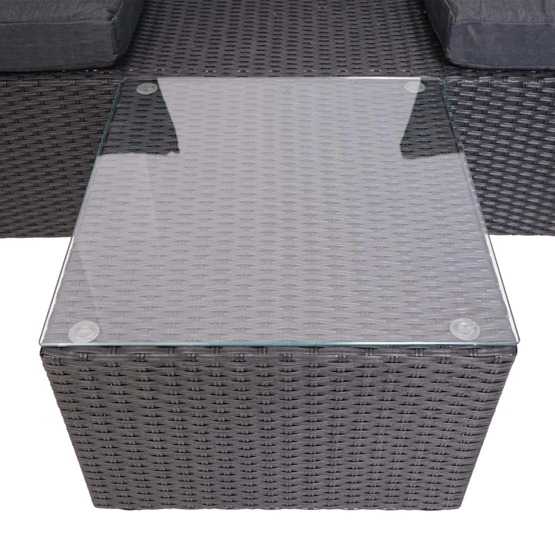 Salon de jardin avec fauteuils poufs table et coussins gis foncé et polyrotin anthracite 04_0000524