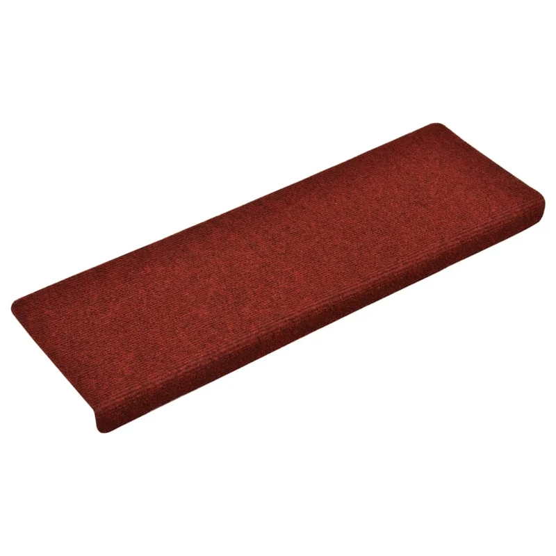 Tapis d'escalier 15 pièces Tissu aiguilleté 65x25 cm Rouge DEC023808