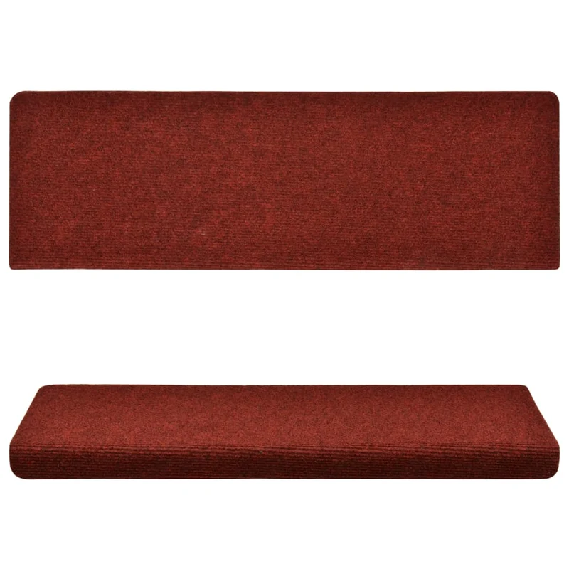 Tapis d'escalier 15 pièces Tissu aiguilleté 65x25 cm Rouge DEC023808