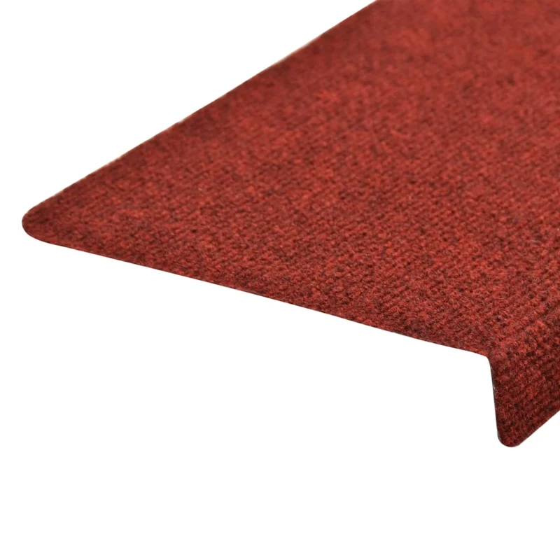 Tapis d'escalier 15 pièces Tissu aiguilleté 65x25 cm Rouge DEC023808