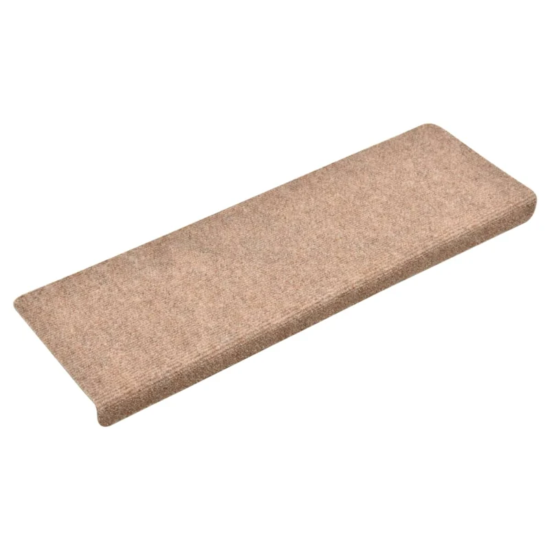 Tapis d'escalier 15 pièces Tissu aiguilleté 65x25 cm Marron DEC023804
