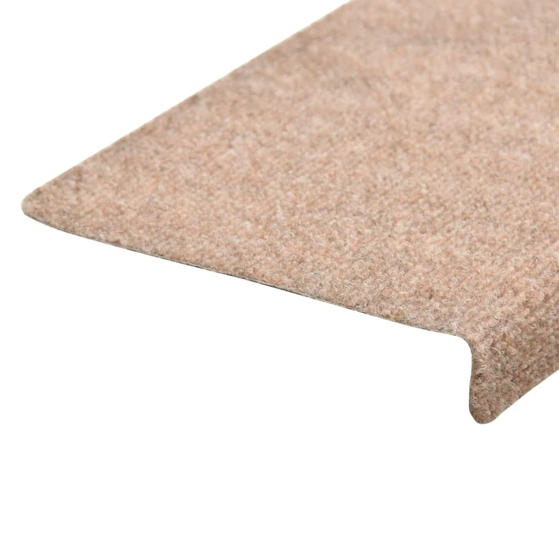 Tapis d'escalier 15 pièces Tissu aiguilleté 65x25 cm Marron DEC023804