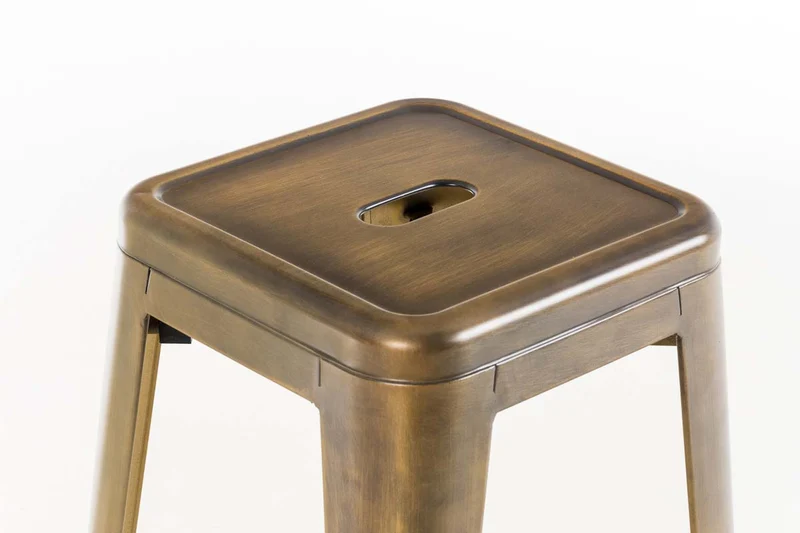 Lot de 2 tabourets de bar style industriel en métal avec repose-pieds or vieilli vintage TDB10598