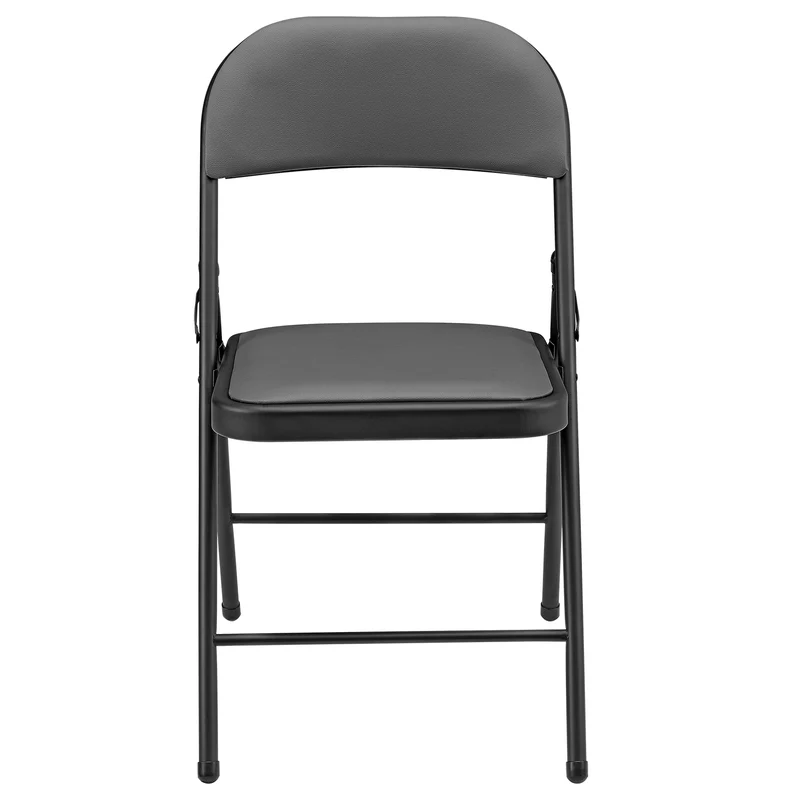 Lot de 6 chaises de bureau conférence visiteur pliable en synthétique gris et métal noir 03_0005806