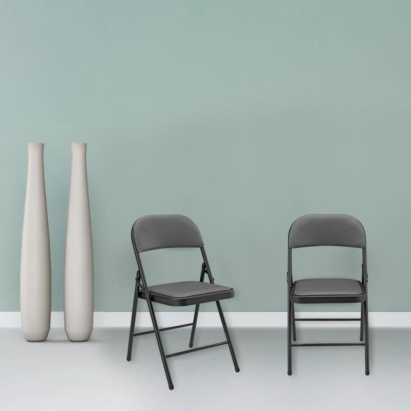 Lot de 6 chaises de bureau conférence visiteur pliable en synthétique gris et métal noir 03_0005806