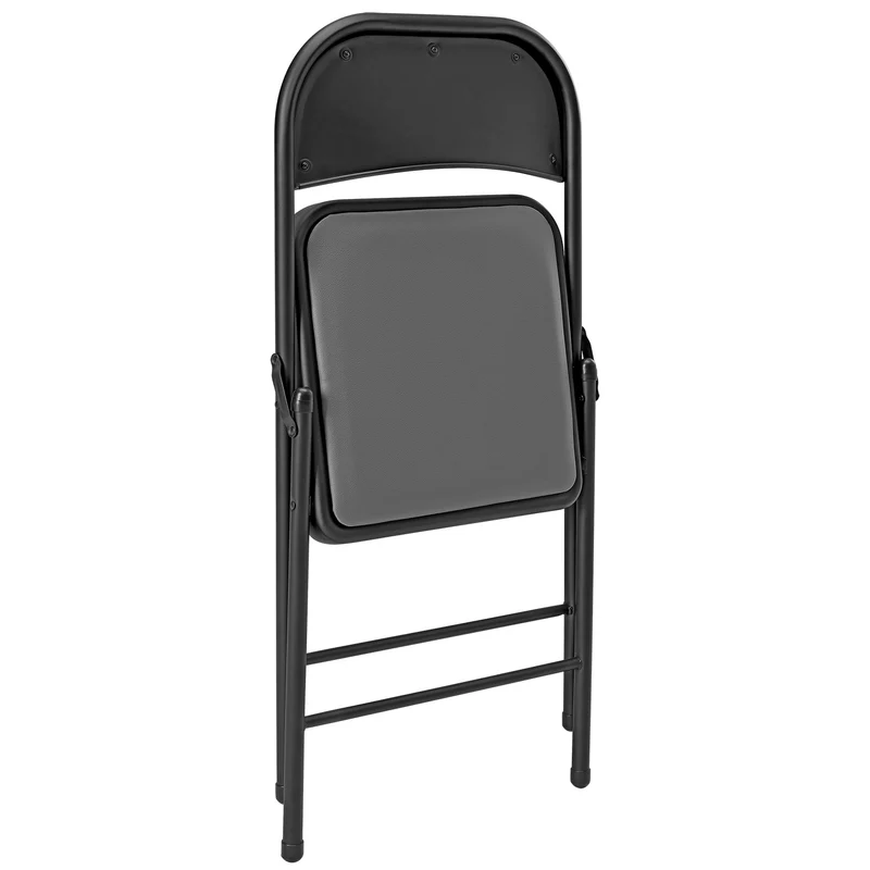 Lot de 6 chaises de bureau conférence visiteur pliable en synthétique gris et métal noir 03_0005806