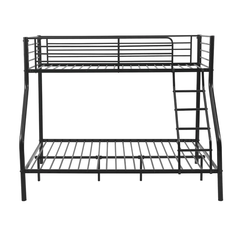 Lit superposé avec sommier à lattes en métal noir pour 3 personnes 210x147,5x168cm 03_0001216